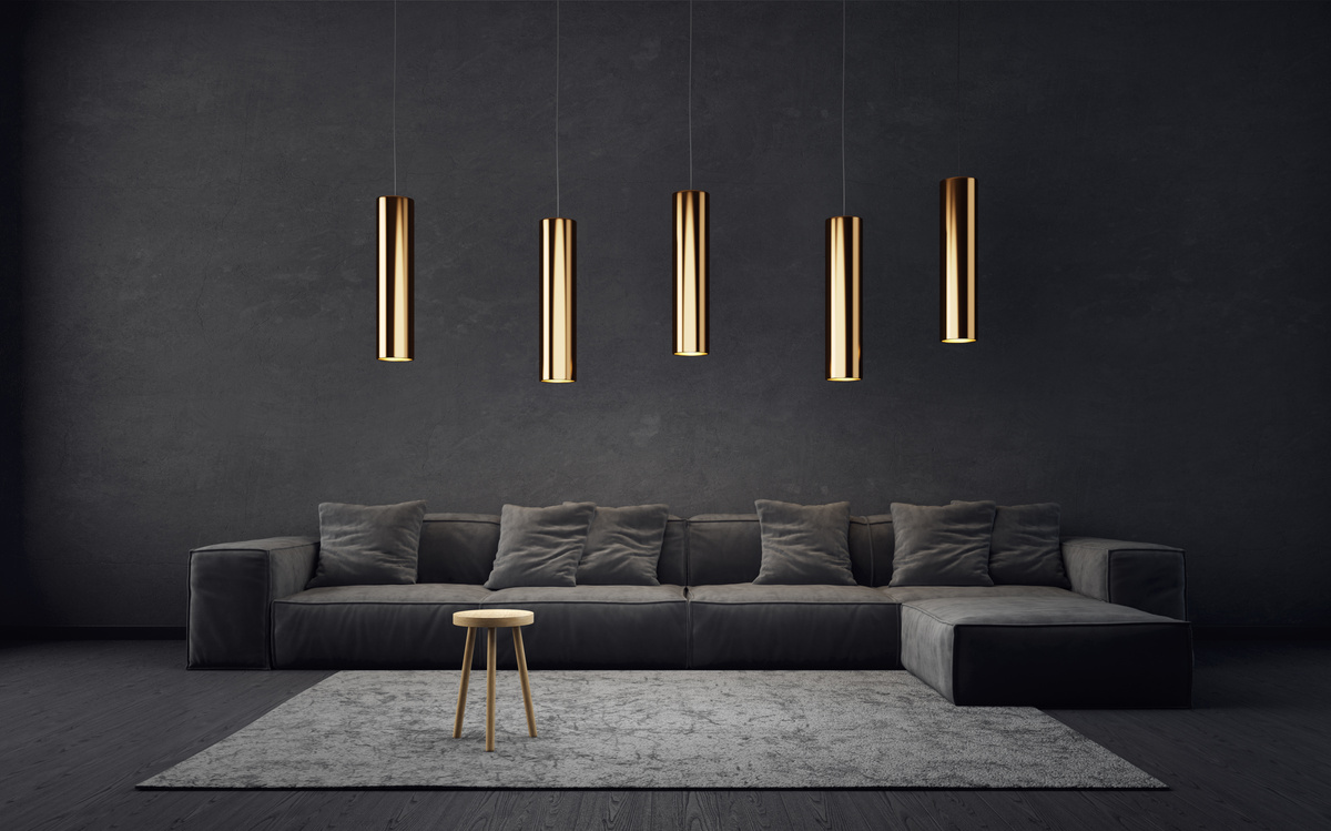 Modern Room Interior with Gray Sofa